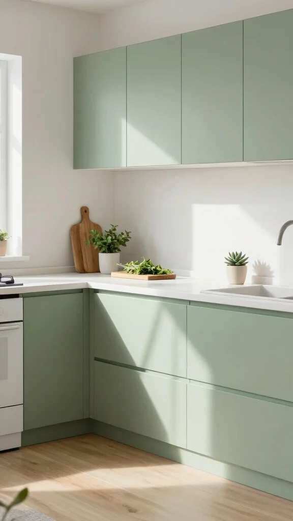 16 Green Cabinets with White Countertops: Perfect Color Harmony - 1. Soft Sage Serenity 1