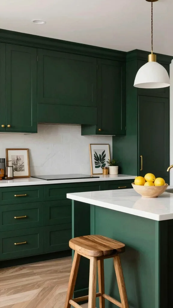 16 Green Cabinets with White Countertops: Perfect Color Harmony - 2. Dark Forest Elegance 1