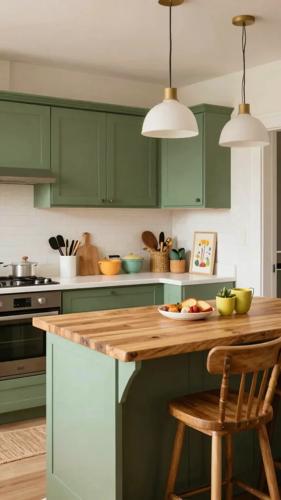 16 Green Cabinets with White Countertops: Perfect Color Harmony - 7. Mellow Green Tones 1