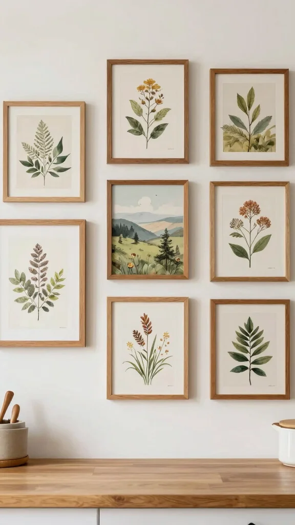 16 Green and Wood Kitchen Ideas for a Natural, Warm Space - 13. Unique Wall Art 1