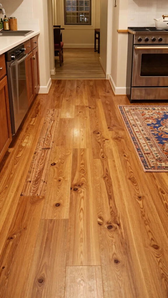 16 Green and Wood Kitchen Ideas for a Natural, Warm Space - 8. Warm Wood Flooring 1