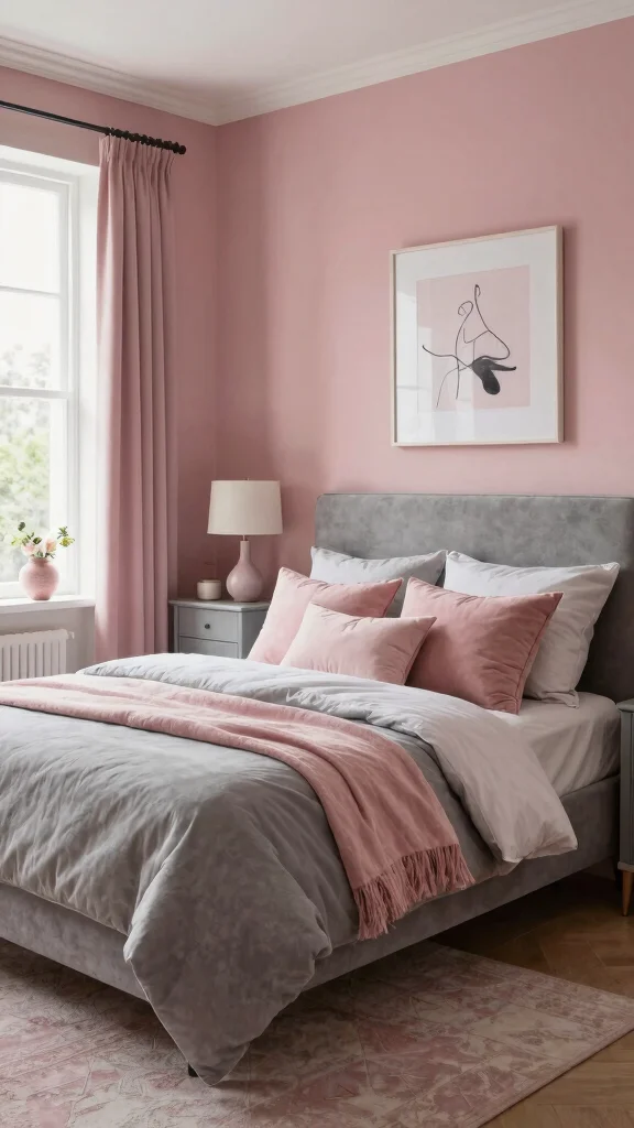 16 Wall Color Ideas for Gray Bedroom Furniture - 10. Dusty Rose 1