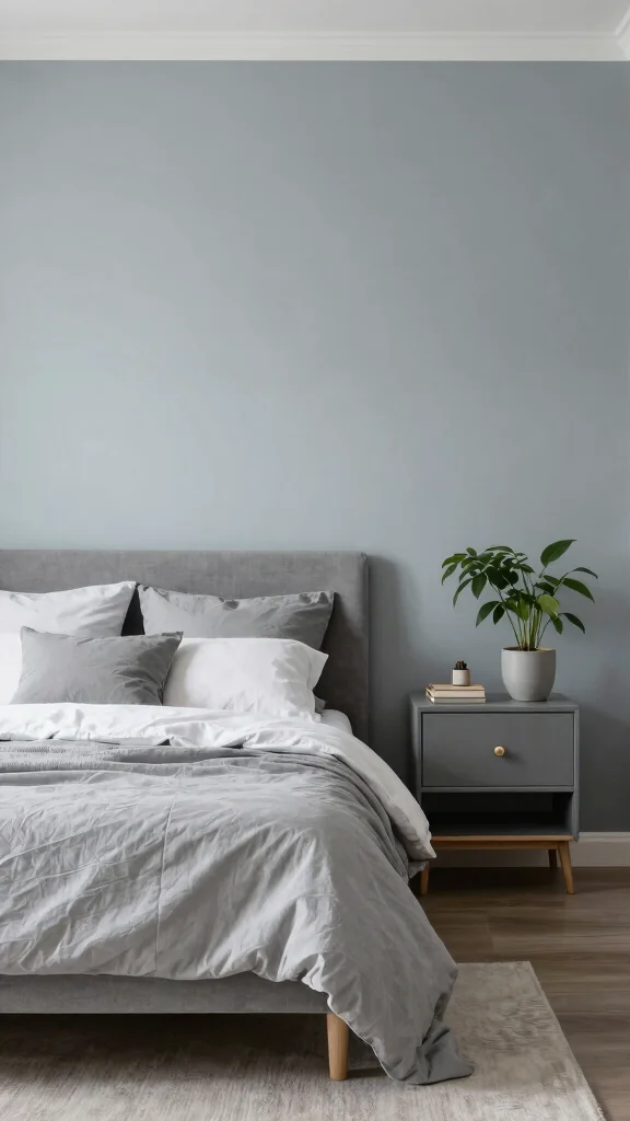 16 Wall Color Ideas for Gray Bedroom Furniture - 14. Soft Grayish Blue 1