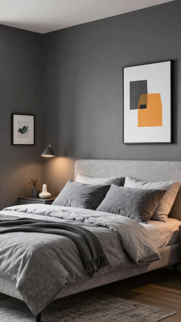 16 Wall Color Ideas for Gray Bedroom Furniture - 5. Charcoal Gray 1