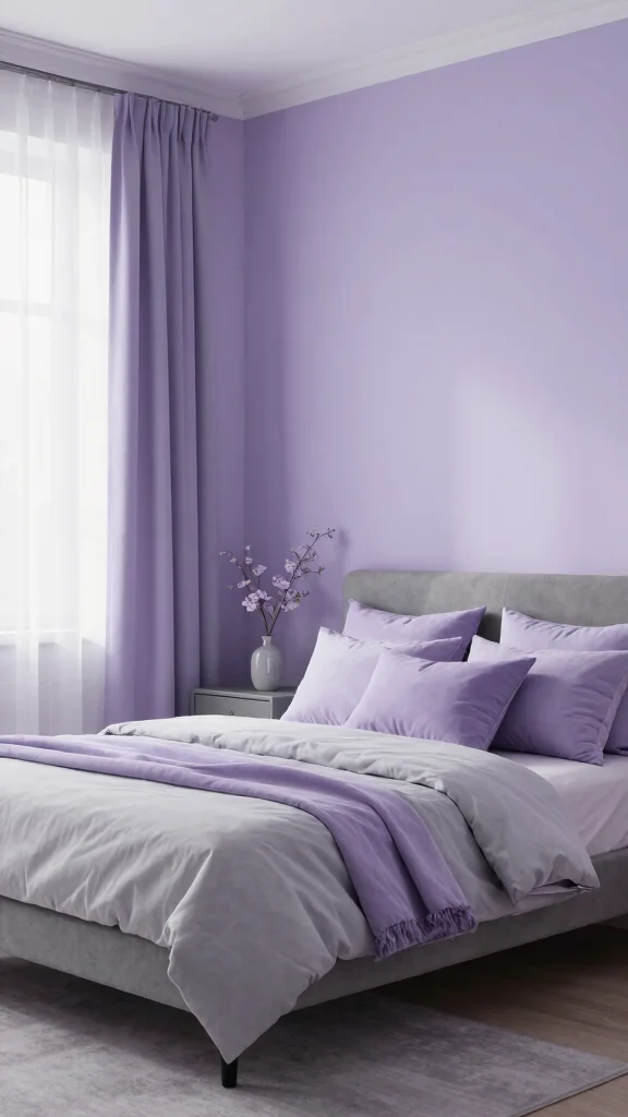 16 Wall Color Ideas for Gray Bedroom Furniture - 6. Soft Lavender 1