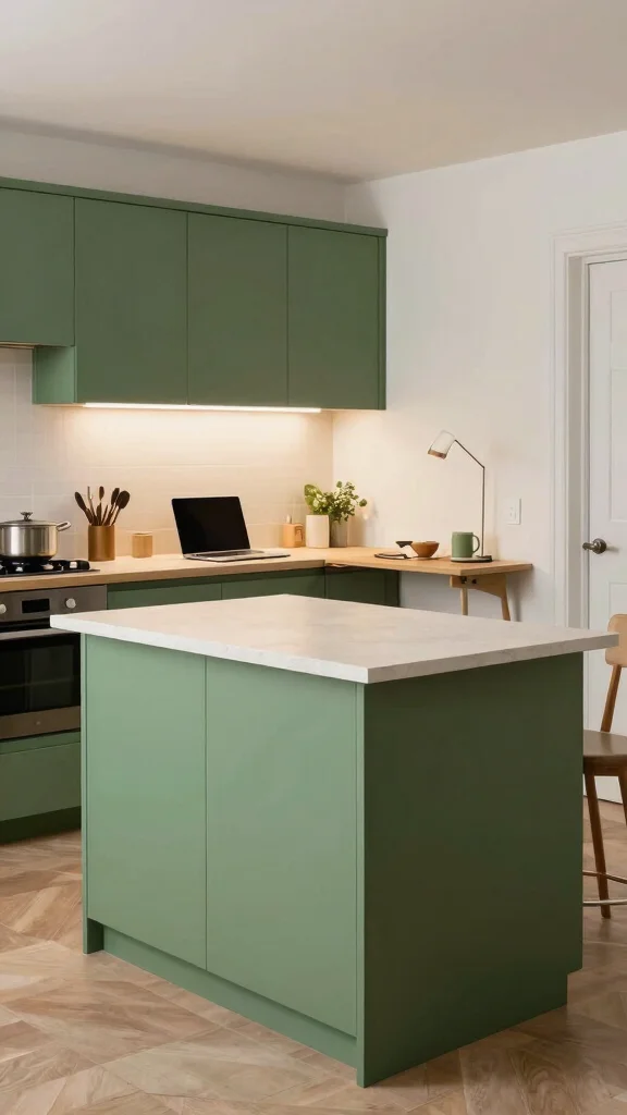 16 White Kitchens with Green Islands That Pop - 16. Functional Workspaces 1