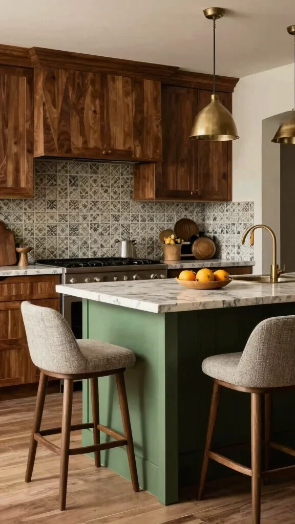 16 White Kitchens with Green Islands That Pop - 7. Layered Textures 1