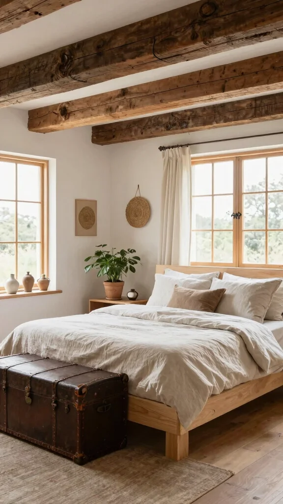 17 Dark and Light Bedroom Furniture Mix Ideas - 2. Rustic Charm 1