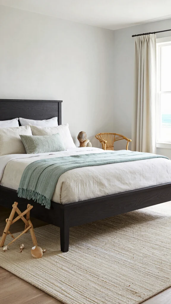 17 Dark and Light Bedroom Furniture Mix Ideas - 7. Coastal Calm 1