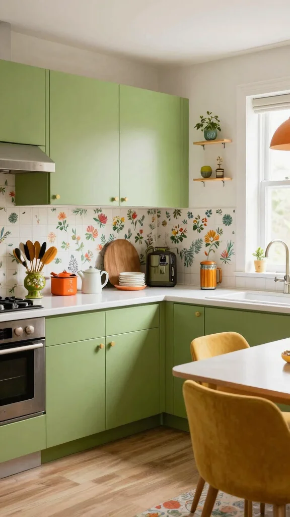 17 Green Cabinet Paint Colors to Upgrade Your Kitchen - 11. Avocado Green: Retro Revival 1