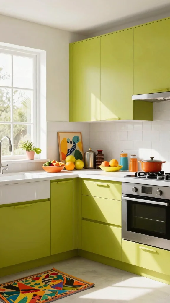 17 Green Cabinet Paint Colors to Upgrade Your Kitchen - 5. Chartreuse: A Bold Pop of Color 1