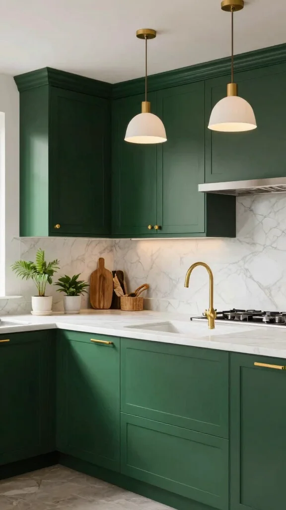 17 Kitchen Cabinet Green Color Ideas to Try - 2. Deep Forest Green for Dramatic Elegance 1