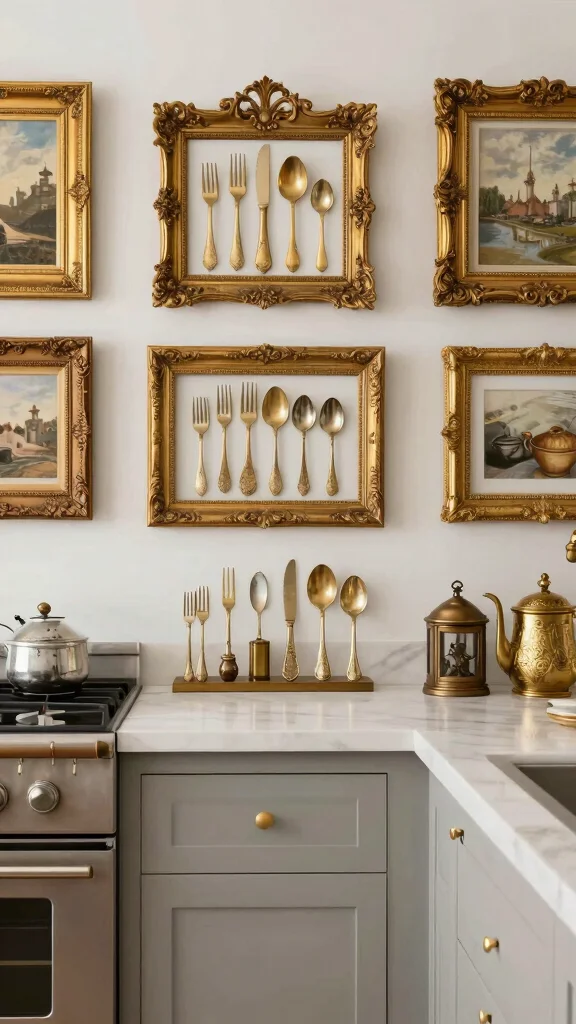 17 Luxurious Green and Gold Kitchen Ideas - 11. Vintage Gold Accents 1