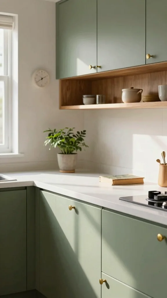 17 Mid-Century Modern Green Kitchen Ideas Making a Comeback - 1. Sage Green Cabinets 1