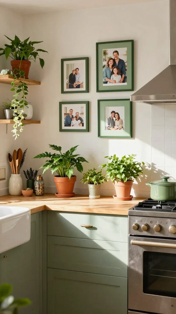17 Mid-Century Modern Green Kitchen Ideas Making a Comeback - 17. Personal Touches 1