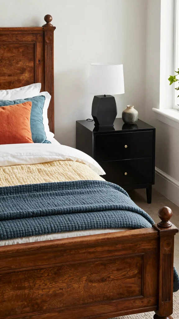 17 Mix and Match Bedroom Furniture Ideas for a Unique Look - 1. Vintage Bed and Modern Nightstand 1