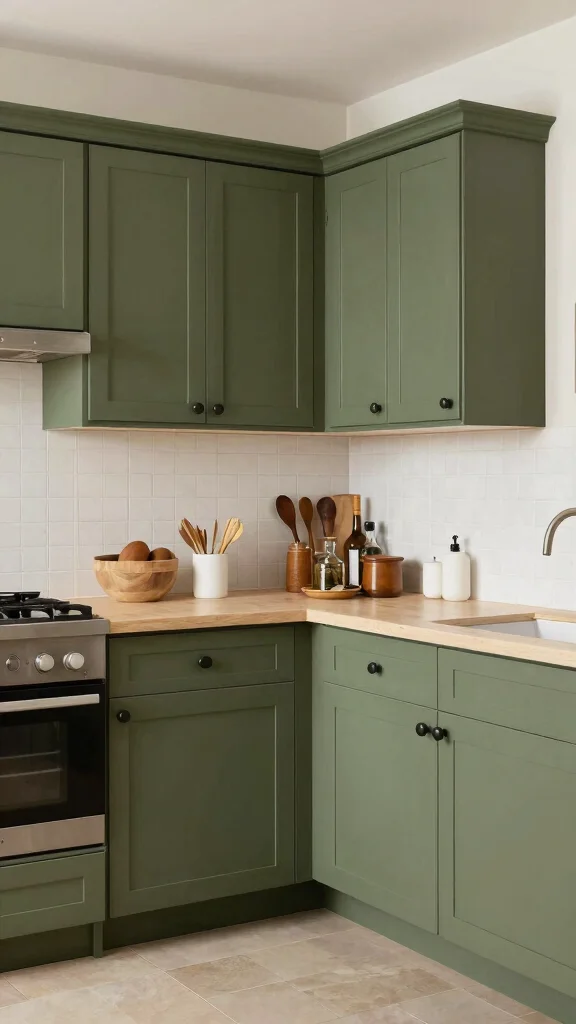 17 Modern Olive Green Kitchen Cabinet Ideas You’ll Love - 15. Family-Friendly Olive Green Spaces 1