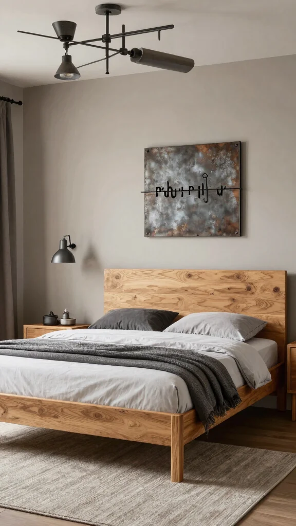 17 Oak Bedroom Furniture Ideas and Paint Colors - 6. Oak Furniture with Industrial Style Accessories 1