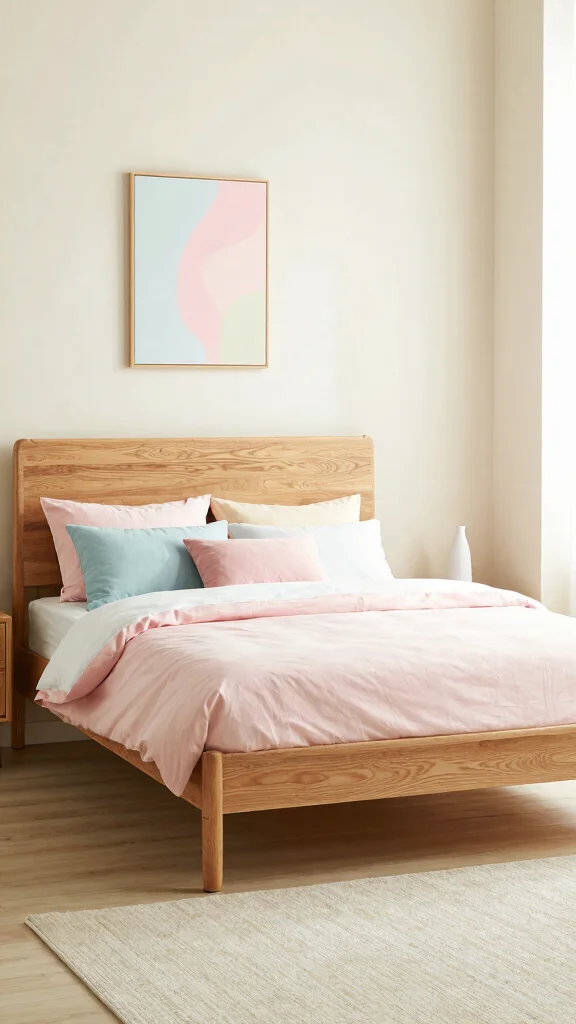 17 Oak Bedroom Furniture Ideas and Paint Colors - 7. Contemporary Oak Furniture with Pastel Accents 1