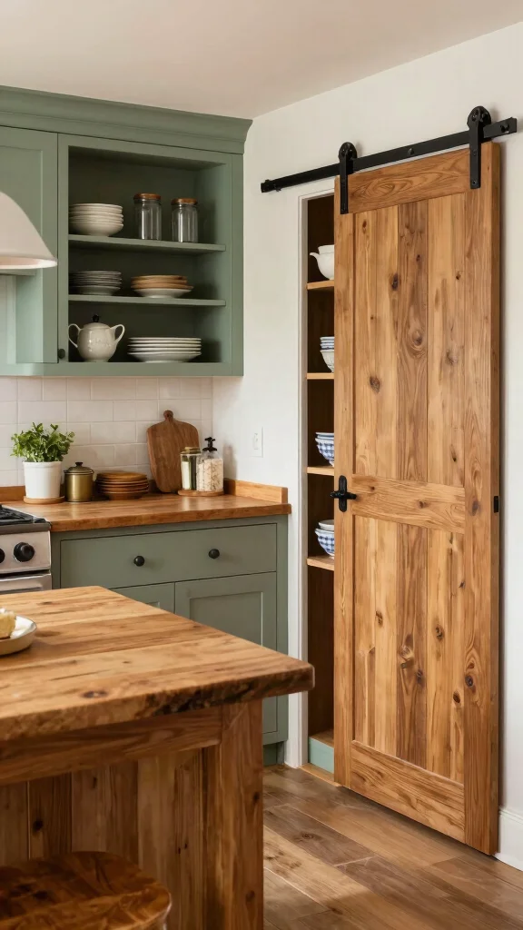 17 Sage Green Cabinets with Butcher Block Countertops Ideas - 3. Vintage Farmhouse Charm 1