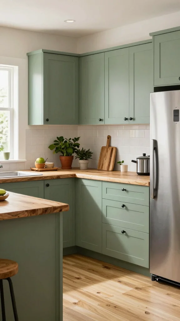 17 Sage Green Cabinets with Butcher Block Countertops Ideas - 5. Eco-Friendly Materials 1