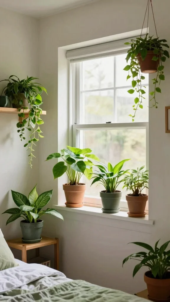 17 Small Room Bedroom Layouts and Furniture Arrangement Tips - 17. Add Greenery 1