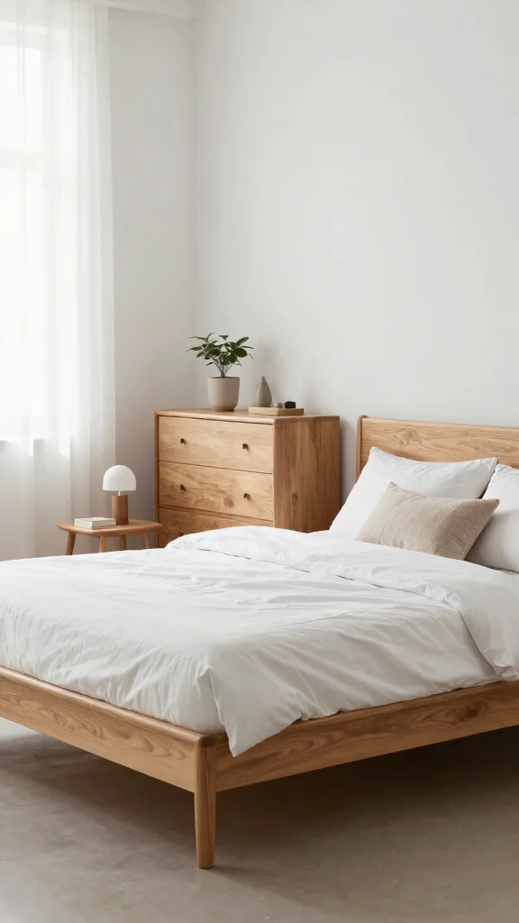 17 White Bedroom Furniture and Wall Color Ideas - 1. Soft White Walls with Oak Accents 1