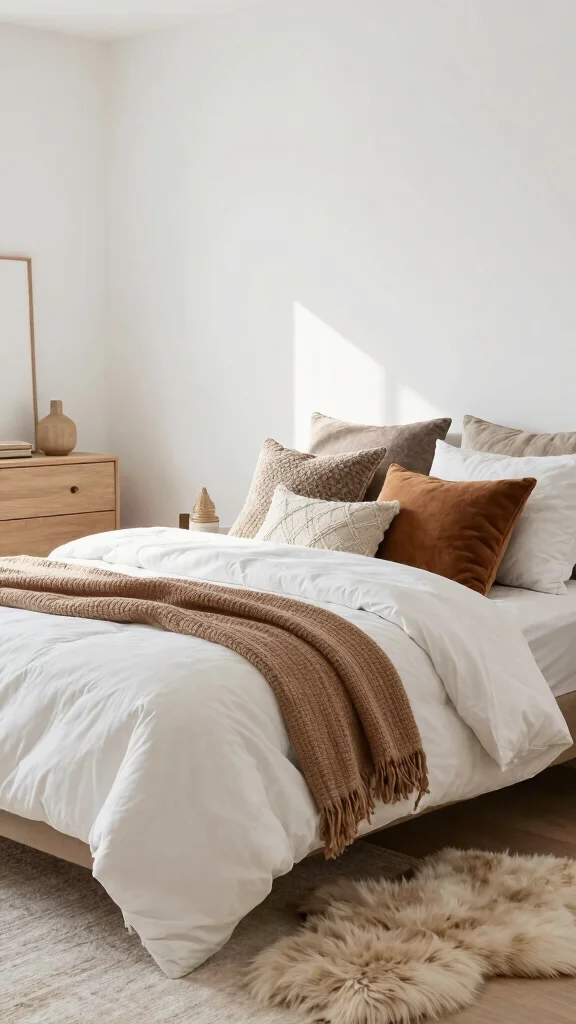 17 White Bedroom Furniture and Wall Color Ideas - 10. Bright White with Rich Textures 1