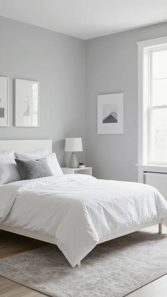 17 White Bedroom Furniture and Wall Color Ideas - 12. Neutral Grays with White Decor 1