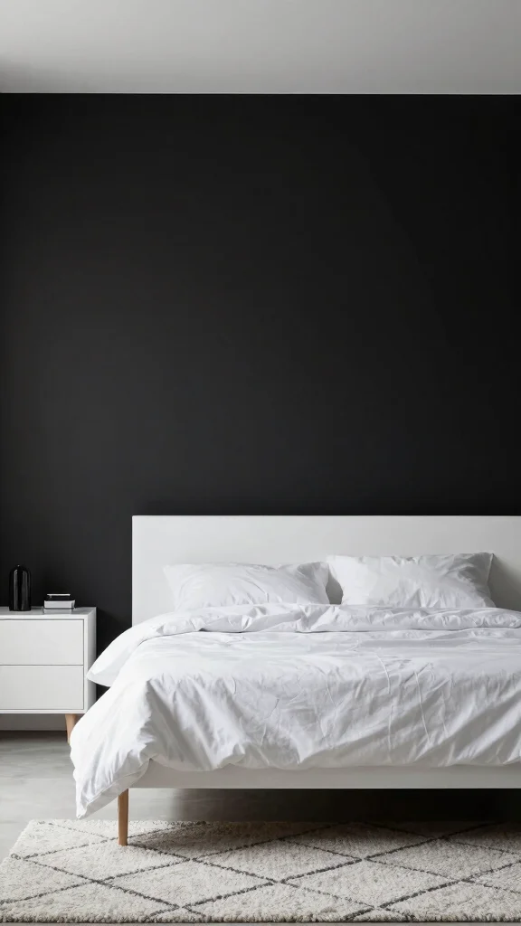 17 White Bedroom Furniture and Wall Color Ideas - 15. Minimalist Black and White Contrast 1