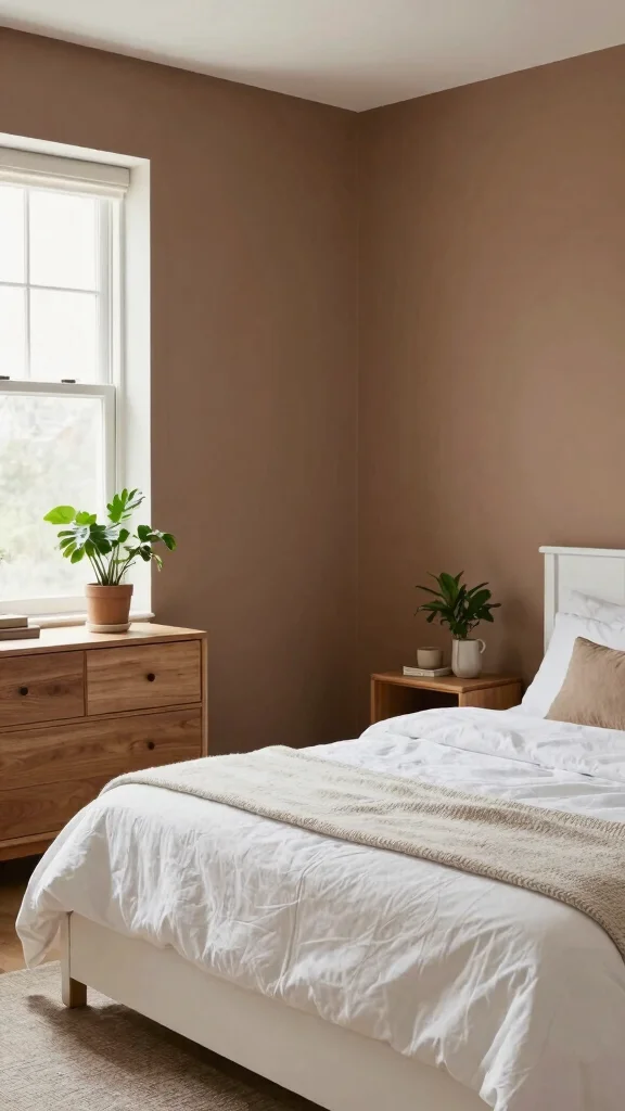17 White Bedroom Furniture and Wall Color Ideas - 5. Earthy Tones with White Accents 1