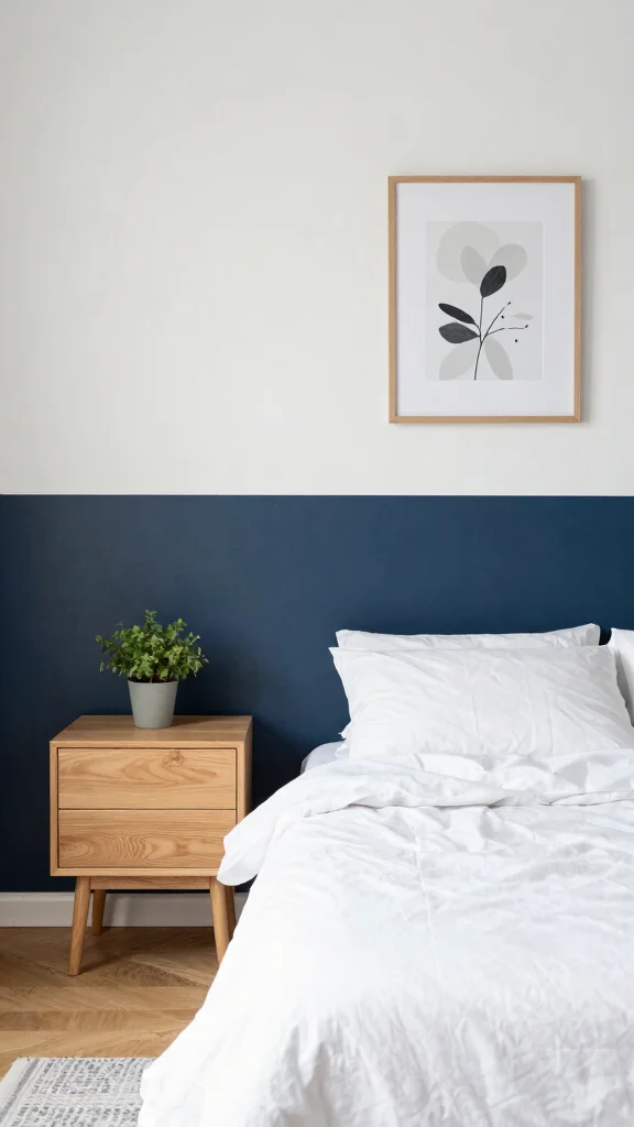 17 White Bedroom Furniture and Wall Color Ideas - 6. Two-Tone Walls with White Furniture 1