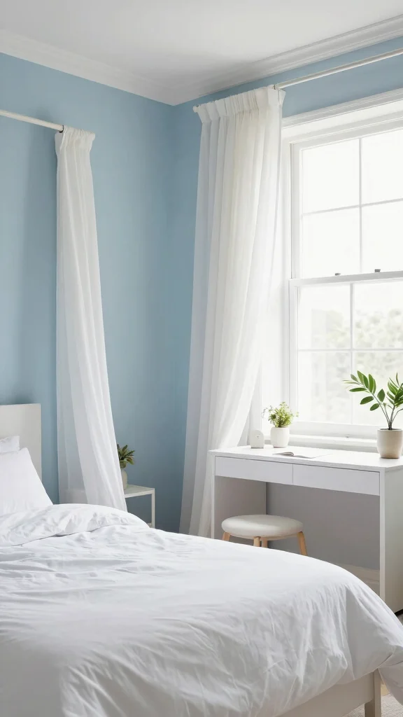 17 White Bedroom Furniture and Wall Color Ideas - 8. Bright and Airy with Soft Blue Accents 1