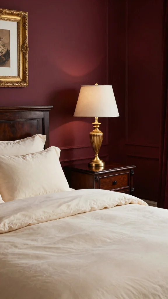 18 Bedroom Color Ideas for Dark Wood Furniture - 10. Rich Burgundy 1