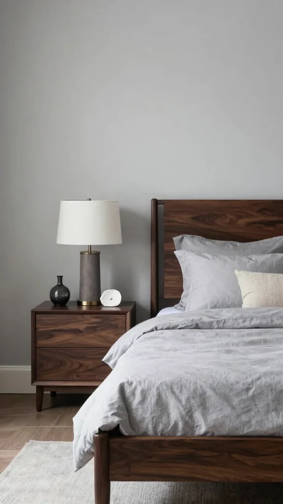 18 Bedroom Color Ideas for Dark Wood Furniture - 16. Light Gray 1