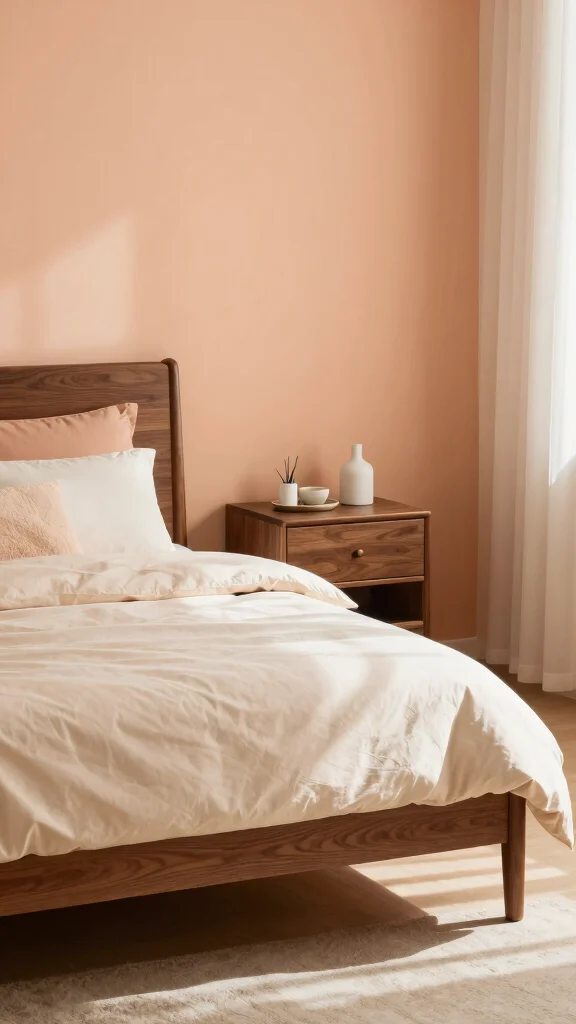 18 Bedroom Color Ideas for Dark Wood Furniture - 17. Pale Peach 1