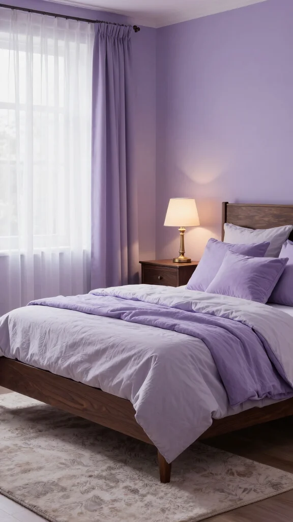 18 Bedroom Color Ideas for Dark Wood Furniture - 4. Soft Lavender 1
