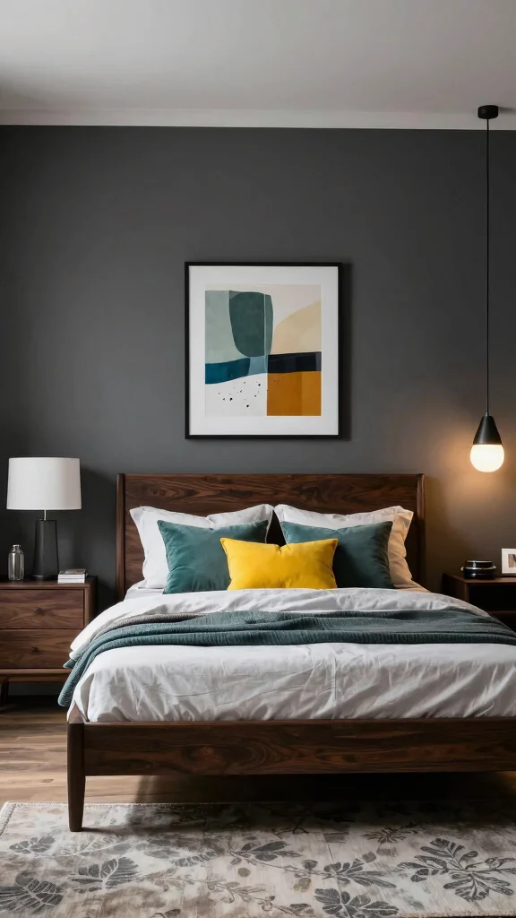 18 Bedroom Color Ideas for Dark Wood Furniture - 5. Deep Charcoal Gray 1