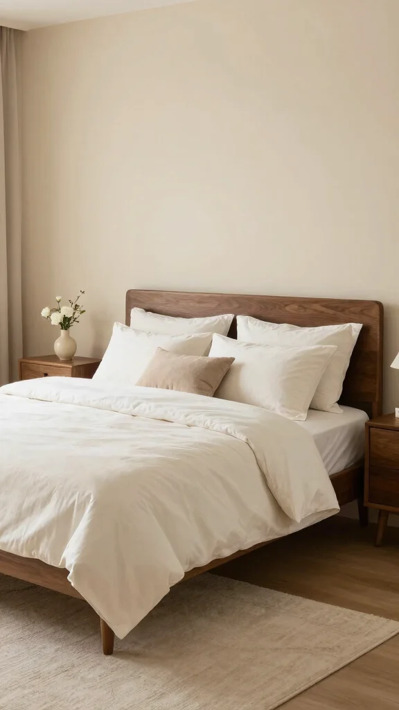 18 Bedroom Color Ideas for Dark Wood Furniture - 6. Creamy Beige 1