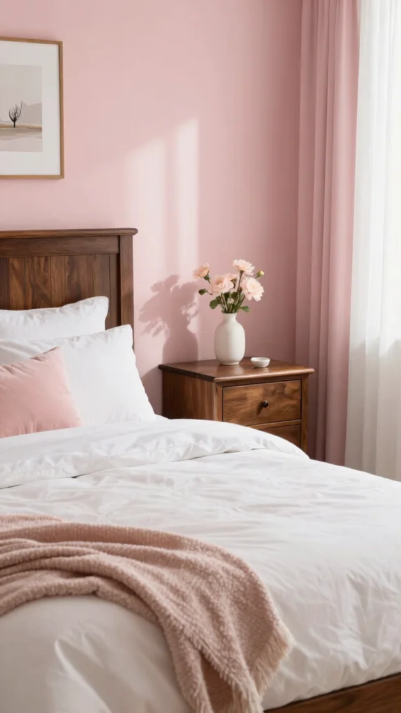18 Bedroom Color Ideas for Dark Wood Furniture - 8. Blush Pink 1