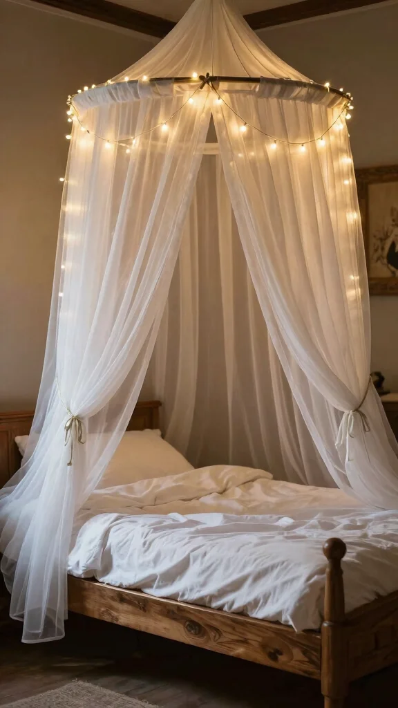 18 Bedroom Decor Ideas with Dark Wood Furniture - 11. Create a Canopy Bed 1