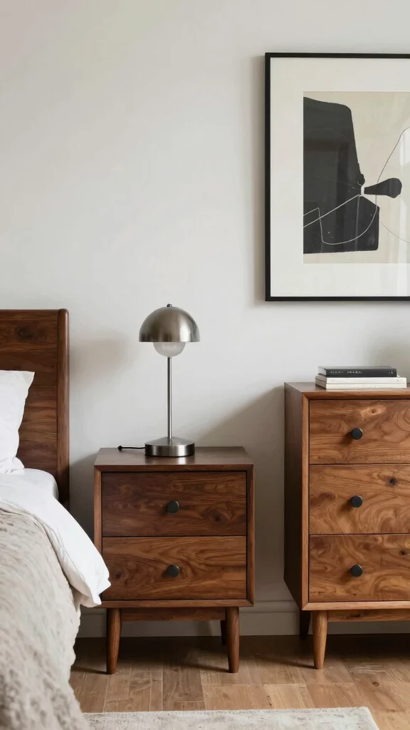 18 Bedroom Decor Ideas with Dark Wood Furniture - 4. Mix Modern and Vintage 1