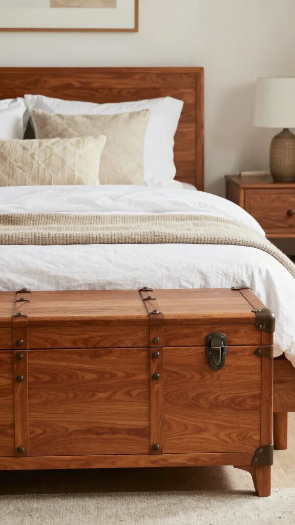 18 Bedroom Ideas with Cherry Wood Furniture - 11. Cherry Wood Trunk 1