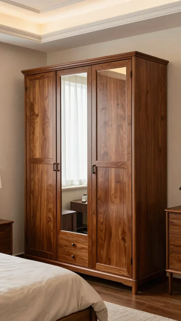 18 Bedroom Ideas with Cherry Wood Furniture - 7. Cherry Wood Wardrobe 1