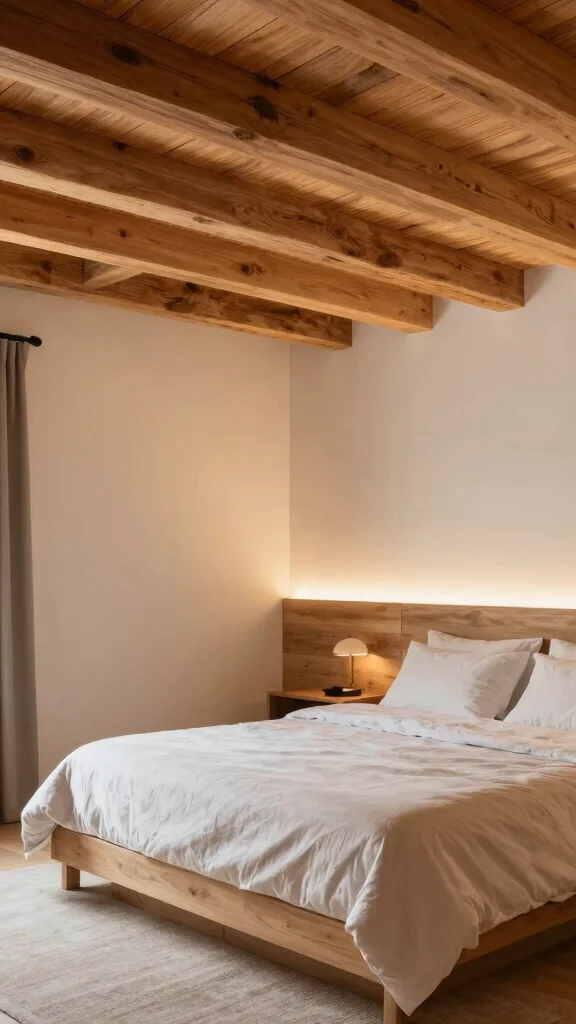 18 Bedroom Ideas with Cherry Wood Furniture - 8. Cherry Wood Ceiling Beams 1