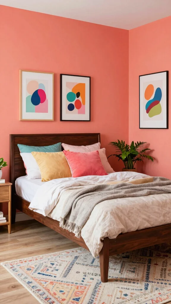 18 Best Bedroom Colors to Match Dark Furniture - 9. Coral - Vibrant and Playful 1
