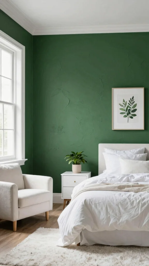 18 Dark Green Bedroom with White Furniture Inspiration - 1. Embracing Dark Green Walls 1