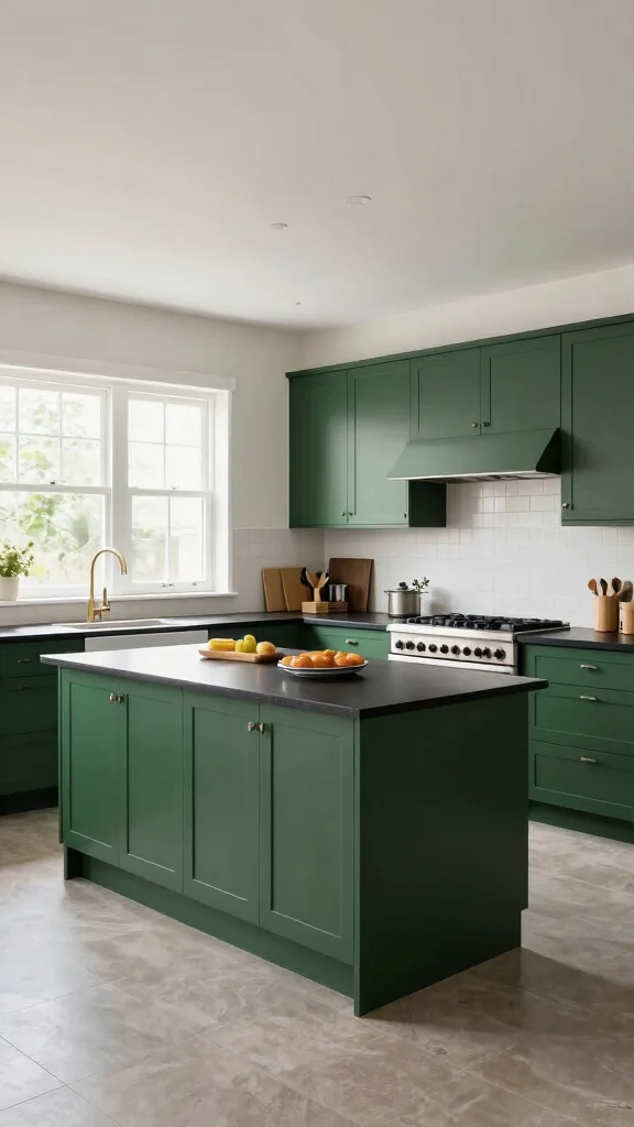 18 Dark Green Kitchens with Black Countertops: Design Tips - 17. Create a Functional Layout 1