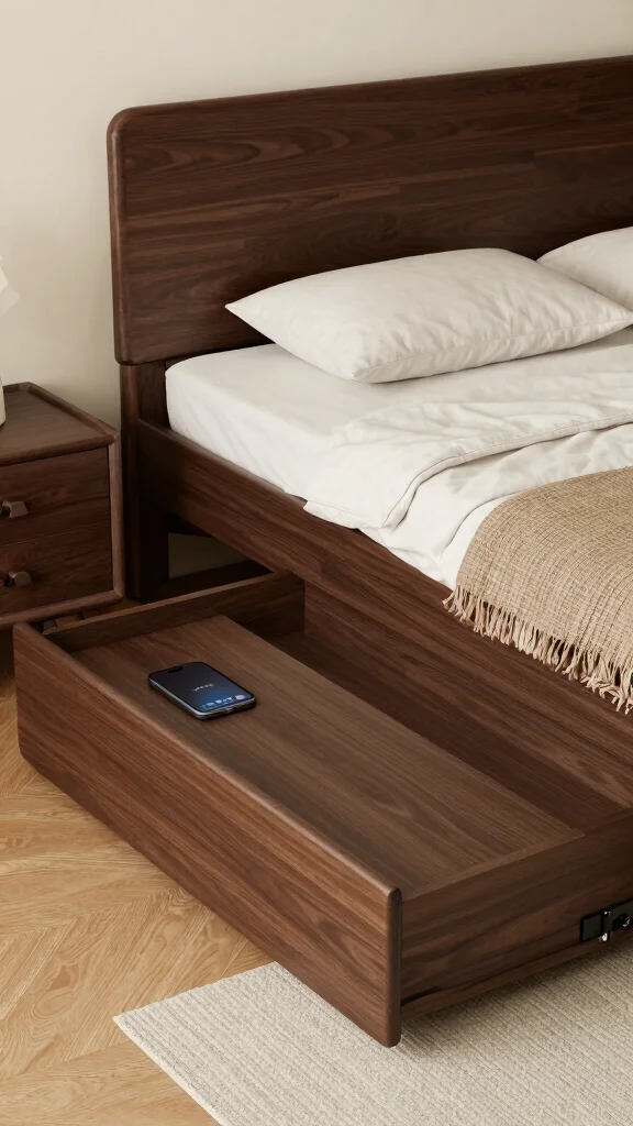 18 Dark Wood Bedroom Furniture Decor Ideas for a Cozy & Stylish Space - 10. Dark Wood Multi-Functional Furniture 1