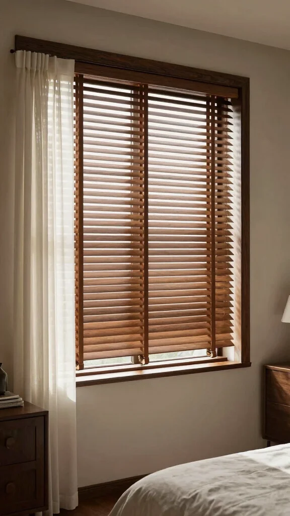 18 Dark Wood Bedroom Furniture Decor Ideas for a Cozy & Stylish Space - 12. Dark Wood Window Treatments 1